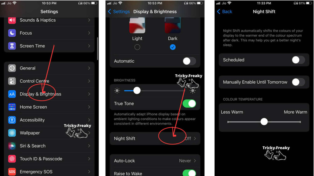 Night Shift to stop iPhone from dimming