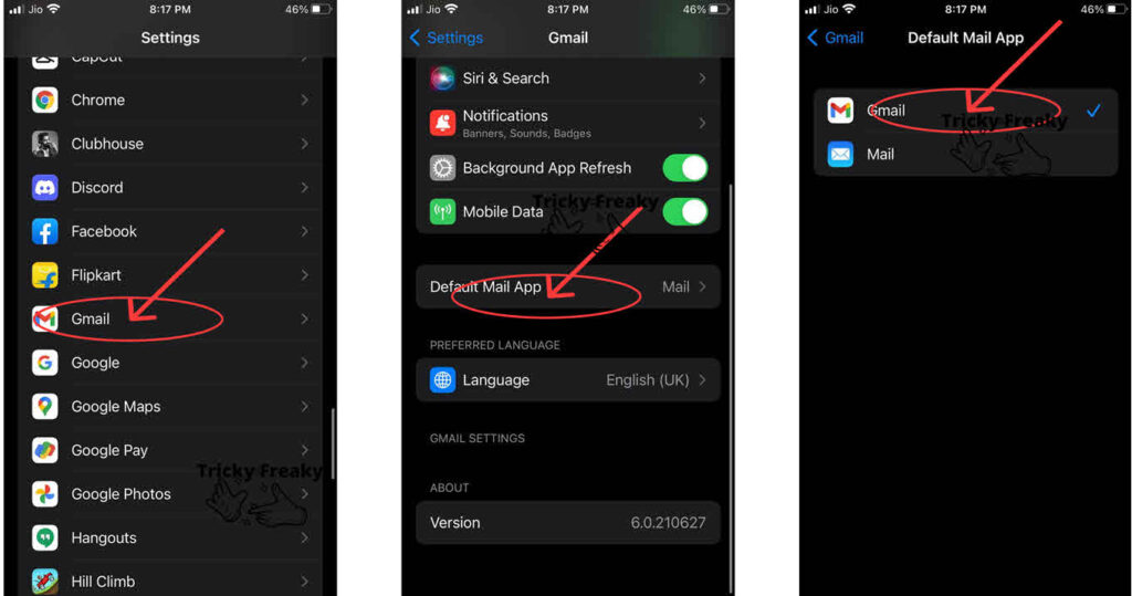 Method 2: Set Gmail app as the Default Mail app in your iPhone.