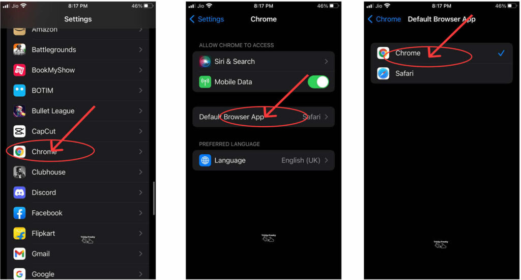 Method 1: Set Google Chrome as the Default Web Browser in your iPhone