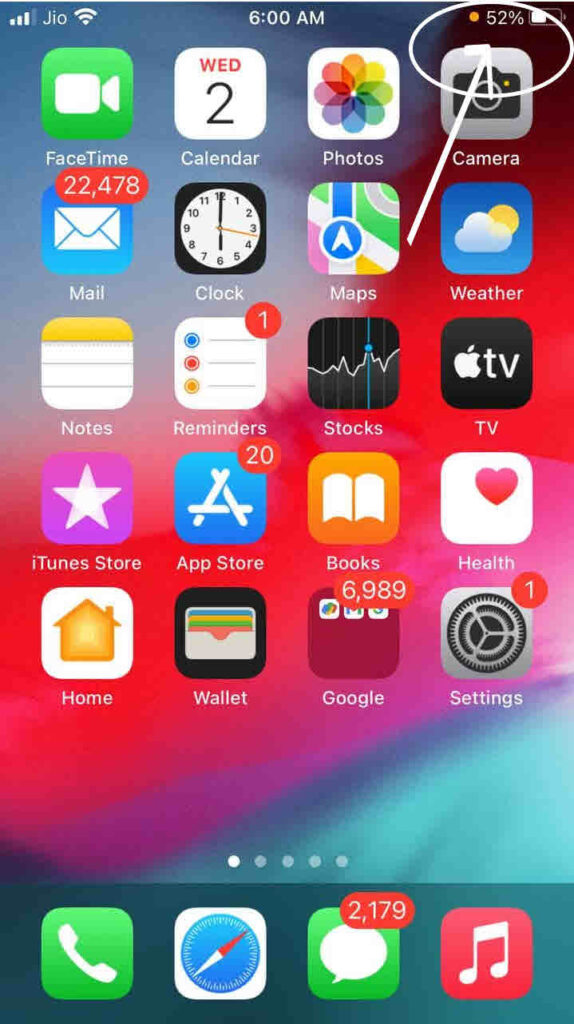 What does the orange light mean on iPhone?