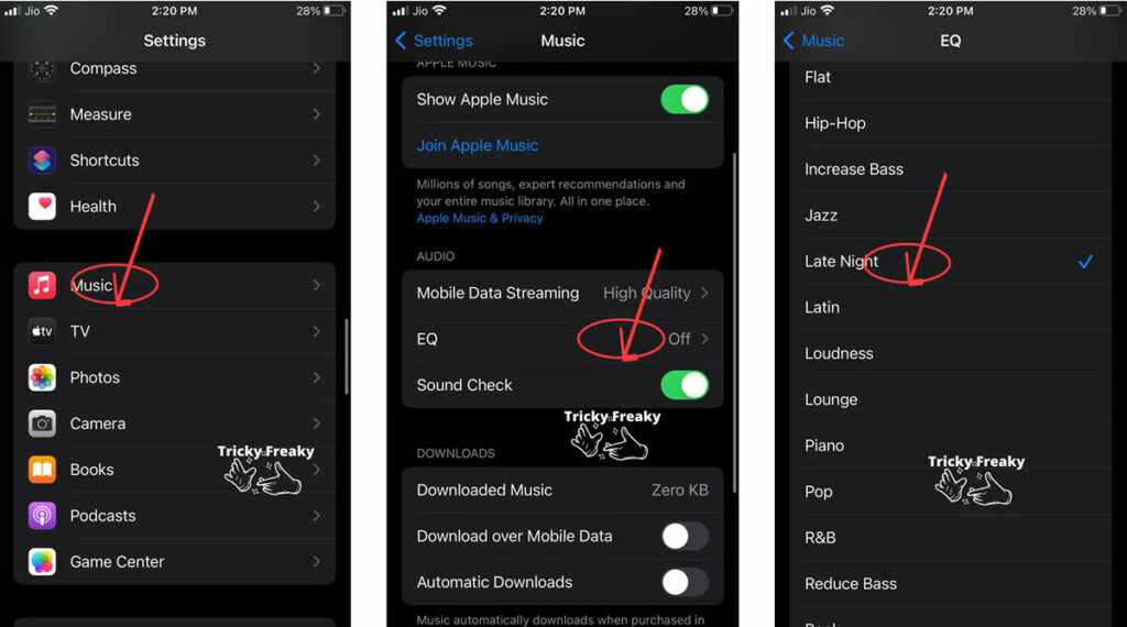 Adjust the EQ settings in your Apple Music app of your iPhone-1