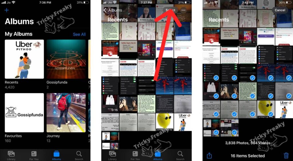 How to select all photos on iPhone-Method 1- Using the Recent section of the Photos app