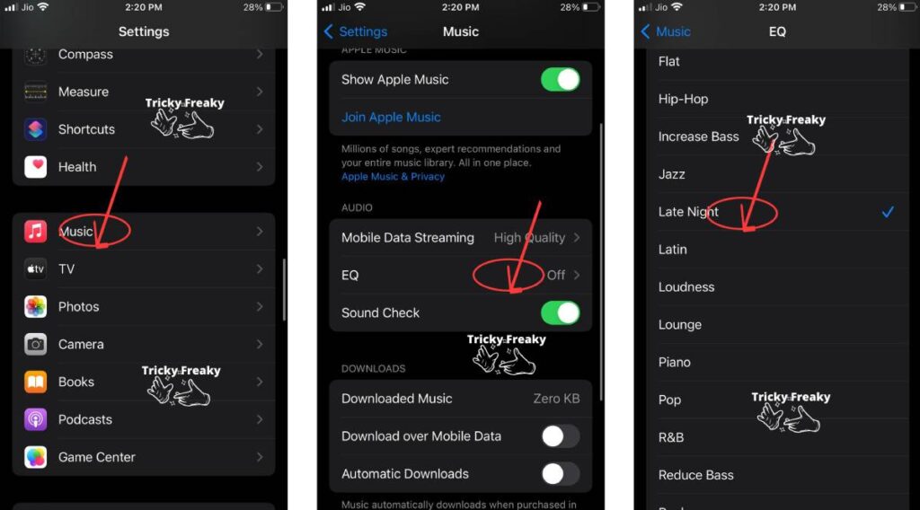 How to make my AirPods louder-Adjust the EQ settings in your Apple Music app