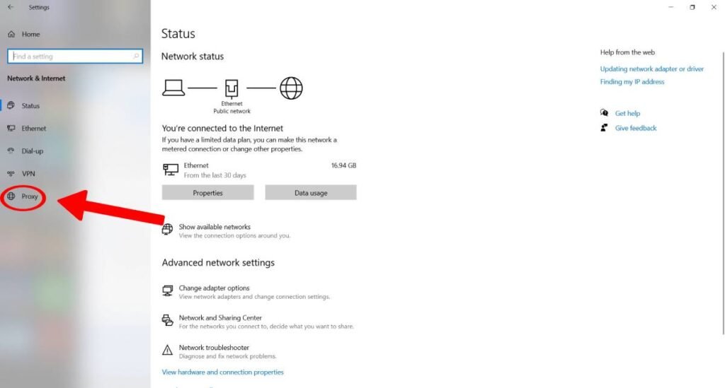 network and internet setting