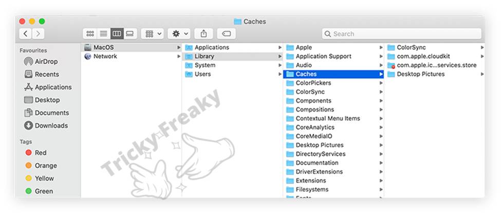 Folder Clear Cache to get rid of the MacBook running slow