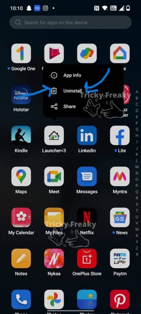 Uninstall com.android.launcher3 from the Home Screen