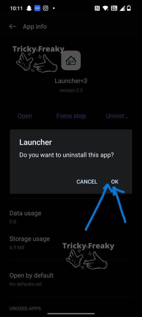 uninstall launcher 3 from settings step 5