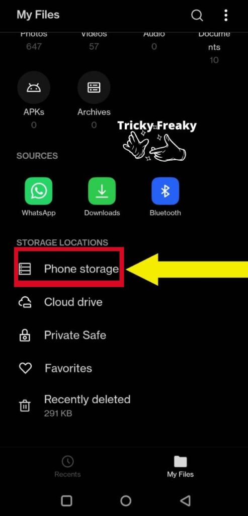 Click on Phone Storage