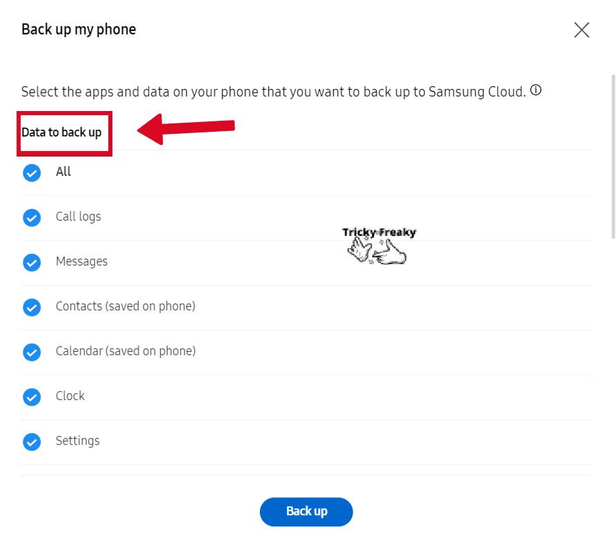 click Back Up-Find My Mobile Samsung