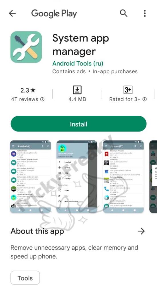 System app manager playstore