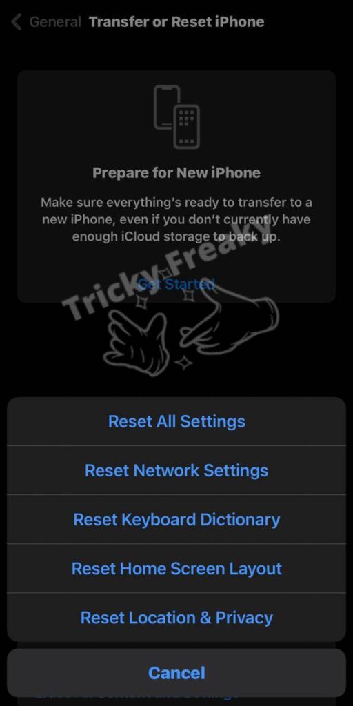 Transfer or reset iPhone