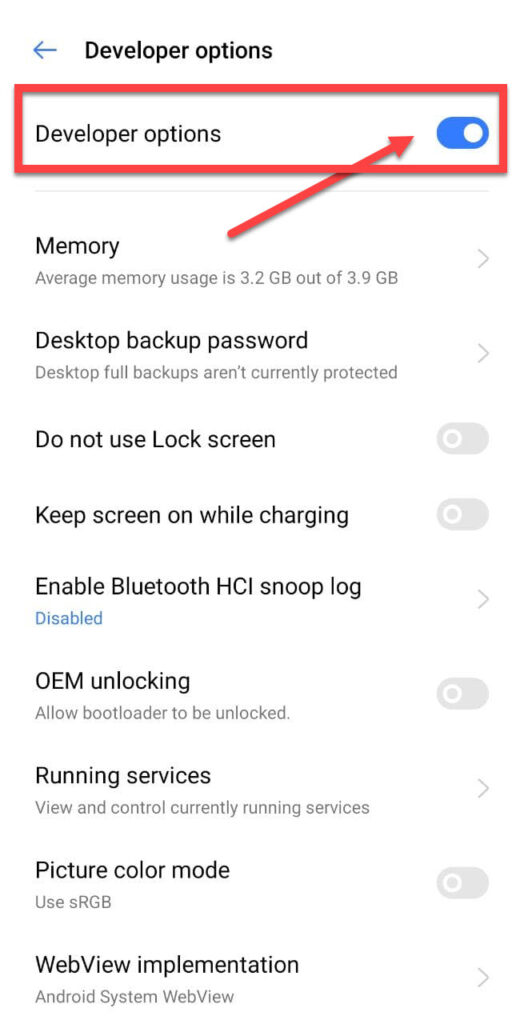 Enable the Developer option in Stock Android Device