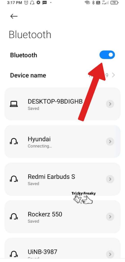Activate your Bluetooth by opening the setting on the Android mobile