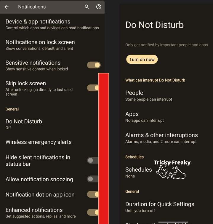 Do Not Disturb to access this feature's menu options