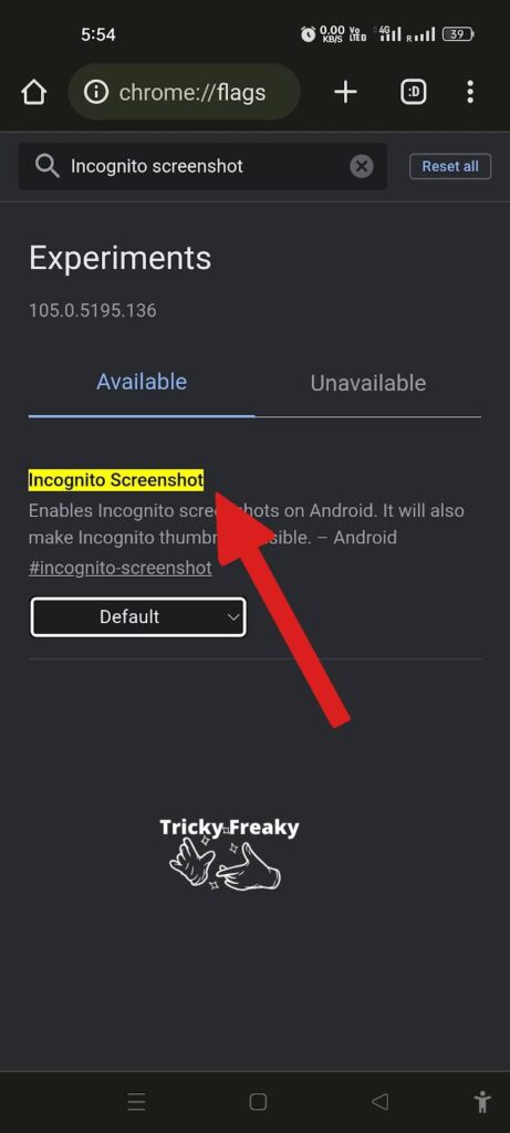 Incognito Screenshot option