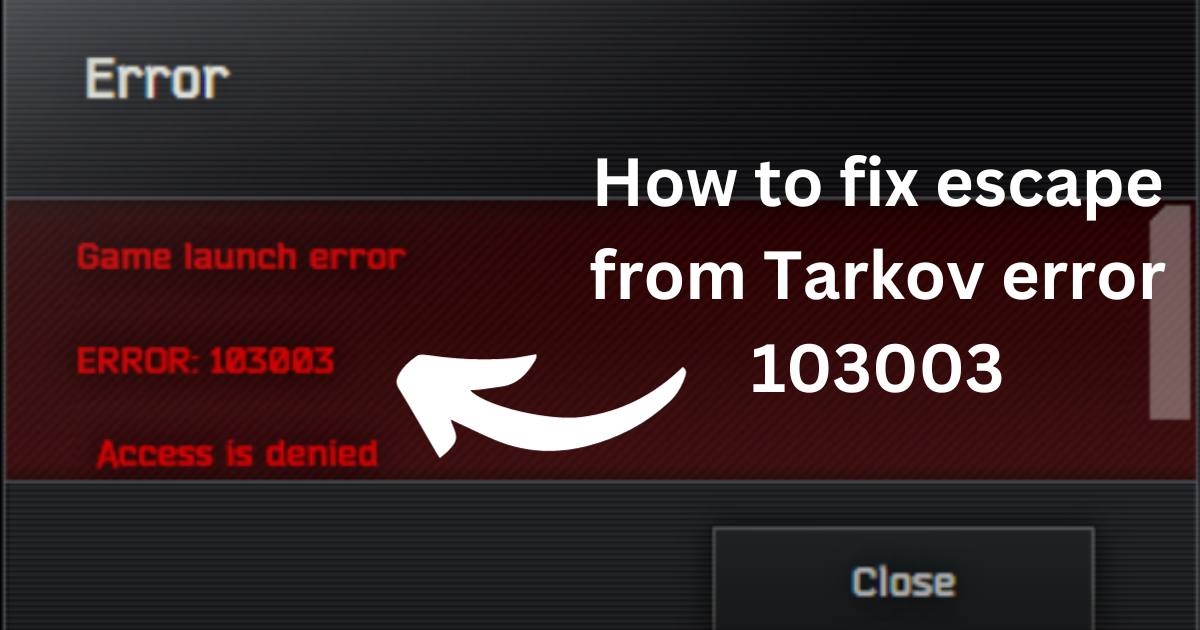 How to fix escape from Tarkov error 103003